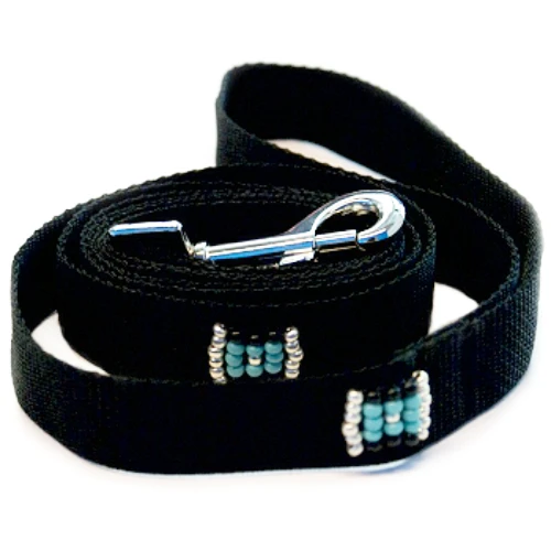 Southwestern Beaded Black Dog Leash