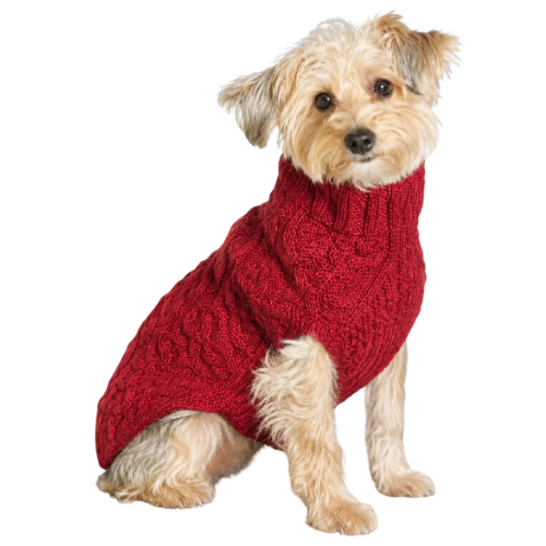 Red Cable Knit Dog Sweaters