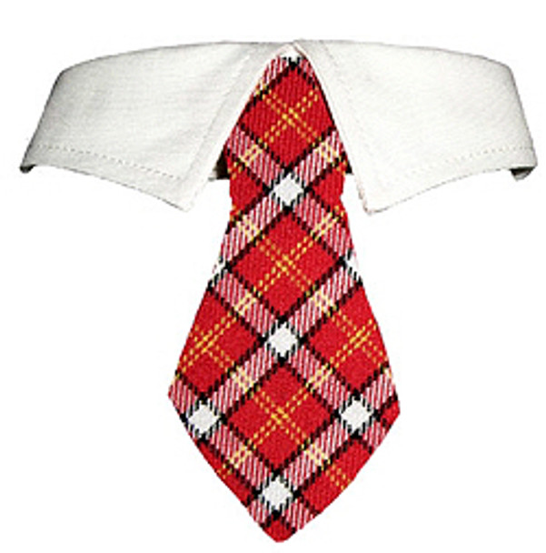 Plaid Red Dog Neck Tie & Dog Collar