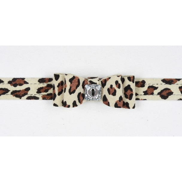 Cheetah Light Big Bow Dog Collar - In Stock