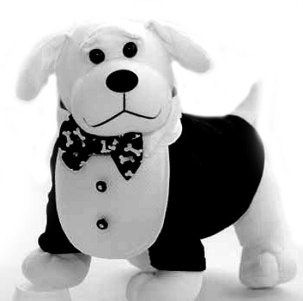 Tuxedo Dog Bib & Collar w/Bone Bowtie - Small to Large Dogs