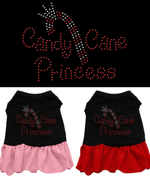 Candy Cane Princess Rhinestone Christmas Dog Dress