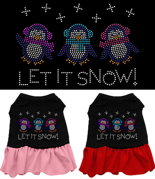 Let is Snow Penguins Rhinestone Christmas Dog Dress