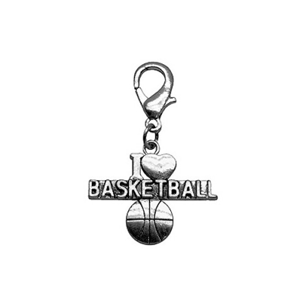 I Heart Basketball Lobster Claw Dog Collar Charm