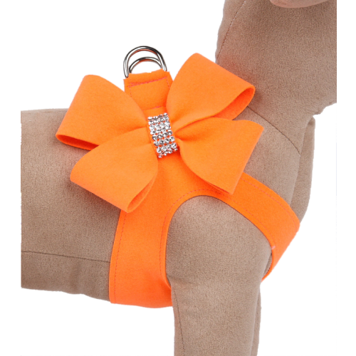 Custom - Electric Orange Nouveau Bow Dog Harness - Stardust or not