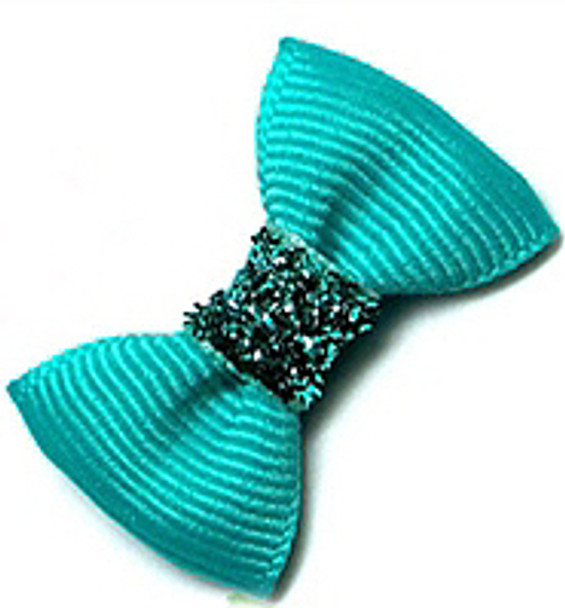 Dog Hair Bow Barrette - Precious Aqua