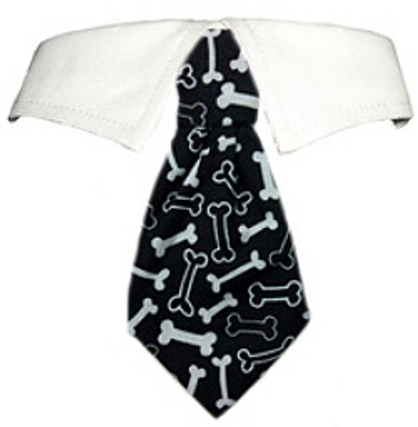 Oscar Black & White Bones Dog Neck Tie & Dog Collar