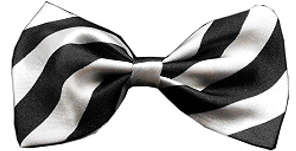 Black & White Stripe Dog Bow Tie