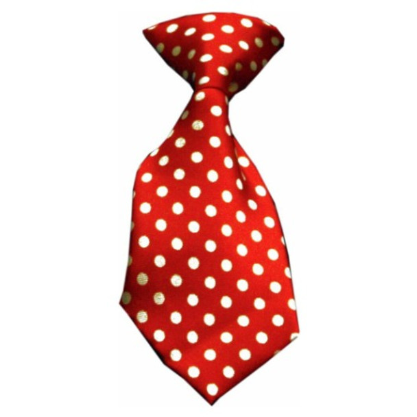 Swiss Dot Red & White Dog Neck Tie