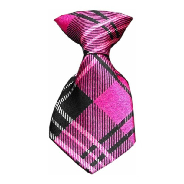 Pink Plaid Dog Neck Tie