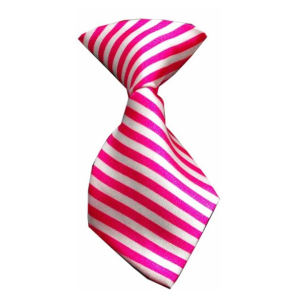 Pink & White Striped Dog Neck Tie