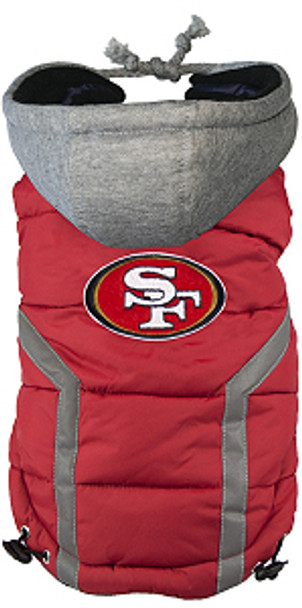 NFL San Francisco 49ers Licensed Dog Puffer Vest Coat, S- 3X