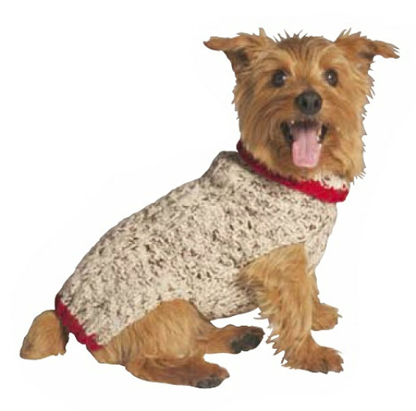 Oatmeal w/ Red Trim Knit Dog Sweaters