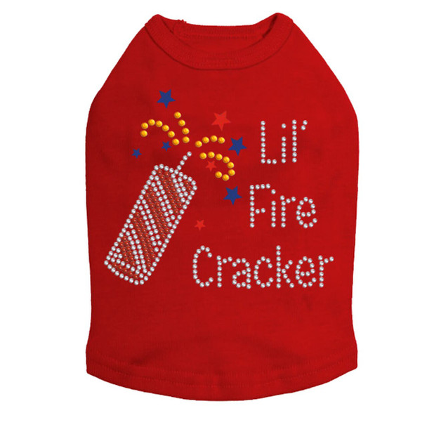 Lil Firecracker Rhinestuds Dog Tank - Red - Size Medium