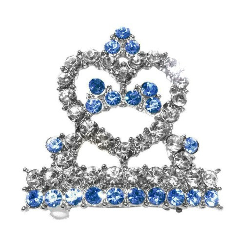 Rhinestone Tiara Dog Hair Barrettes - Blue
