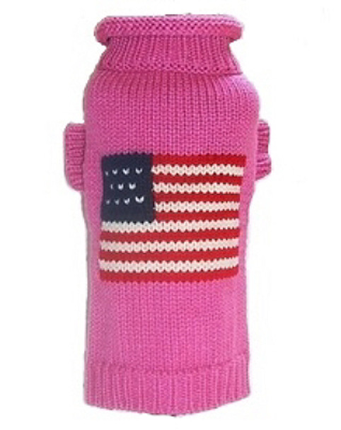 Pink Patriotic Pup Dog Sweater