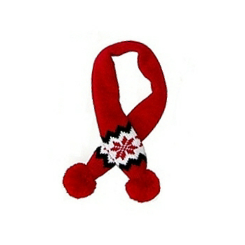 Sassy Knitted Winter Pet Dog Scarf - Red Snowflake