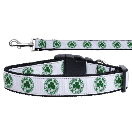 Kiss Me - I'm Irish Nylon Ribbon Dog Collar or Matching Leash