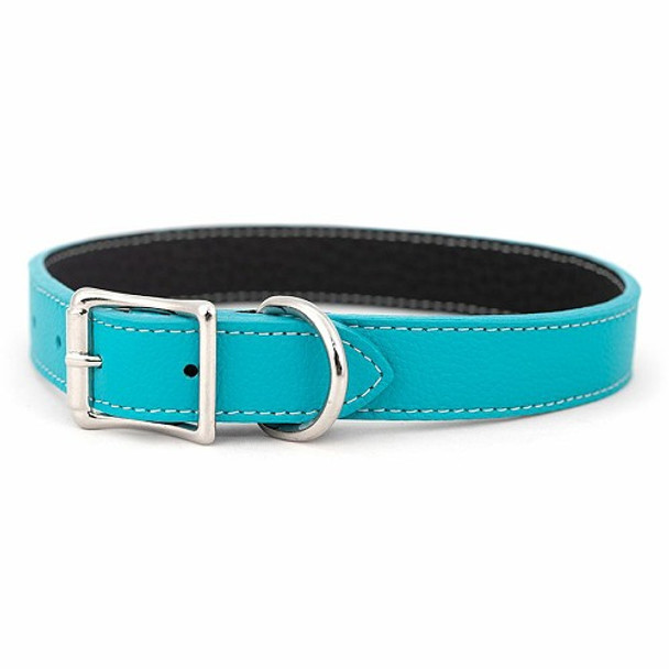 Tuscan Leather Dog Collar & Leash - Turquoise