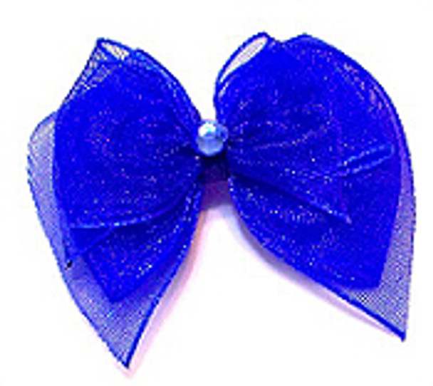 Dog Bows - Royal Blue Fairy Wings Bow Barrettes