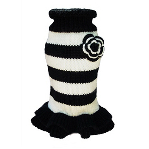 Black & White Stripe Dog Sweater Dress