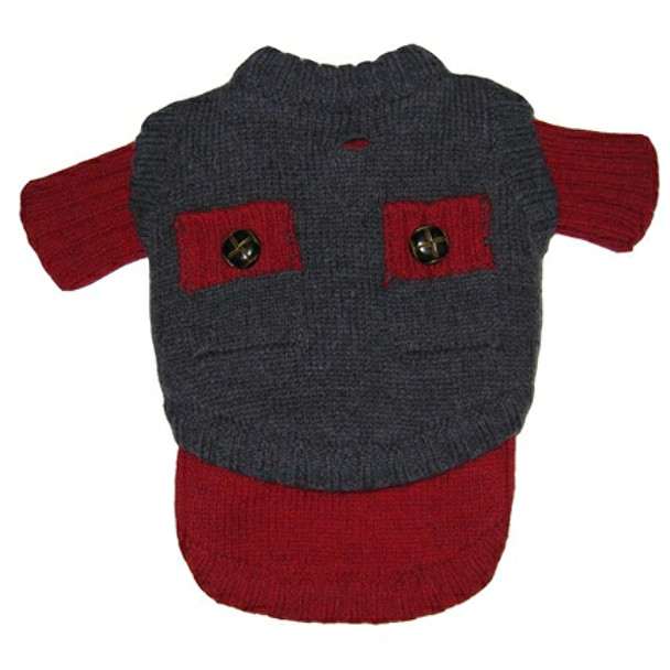 Preppy Wooly Red / Grey Dog Sweater