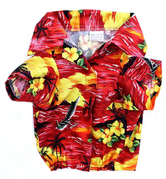 Red Beach Hawaiian Dog Shirt