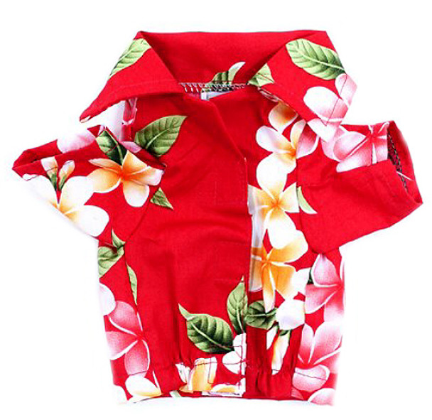 Red Flower Hawaiian Dog Shirt