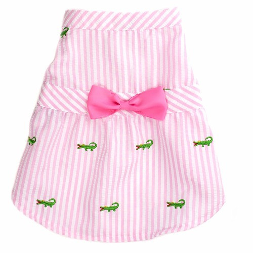 Pink Stripe Alligator Pet Dog Dress - Small - Big Dog