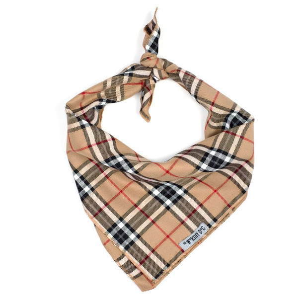 Tan Plaid Dog Tie Bandana Tan Plaid Dog Tie Bandana