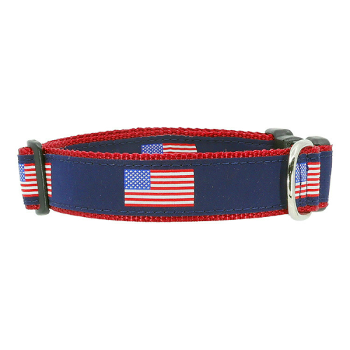 American Flag 3/4 & 1.25 inch Dog Collar, Harness