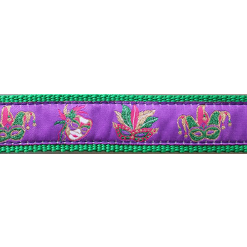 Mask Mardi Gras 3/4 & 1.25 inch Dog Collar, Harness