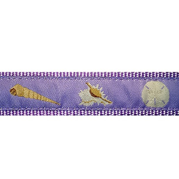 Lilac Seashells 3/4 & 1.25 inch Dog Collar, Harness, & Leash