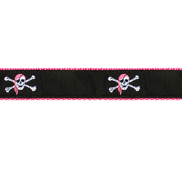 Pink Skull Crossbones 3/4 & 1.25 inch Dog Collar & Harness