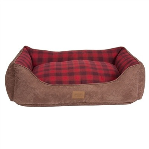 Red Ombre Plaid Kuddler Dog Bed