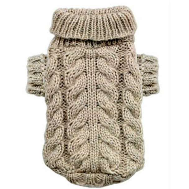 Angora Cable Knit Dog Sweater - Sand