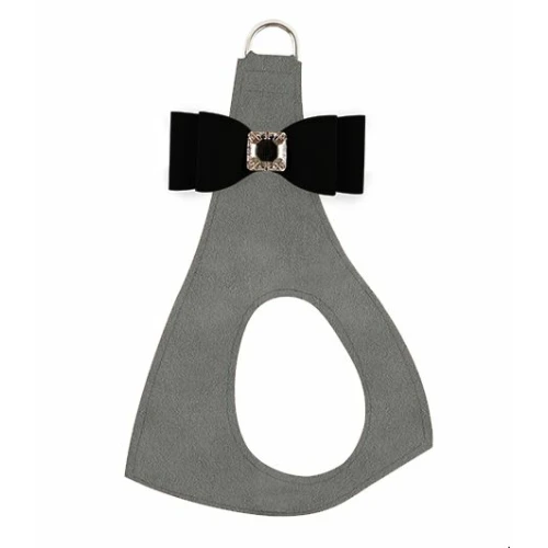 Black Big Bow on Platinum Step In Dog Harness