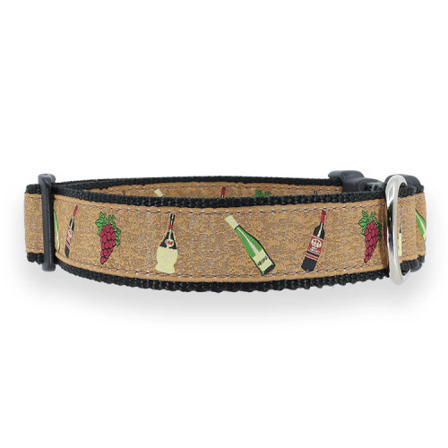 Dog Collar - Wine and Grapes on Cork -  3/4 & 1 1/4