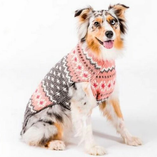 Peach Fairisle Hand Knit Dog Sweaters