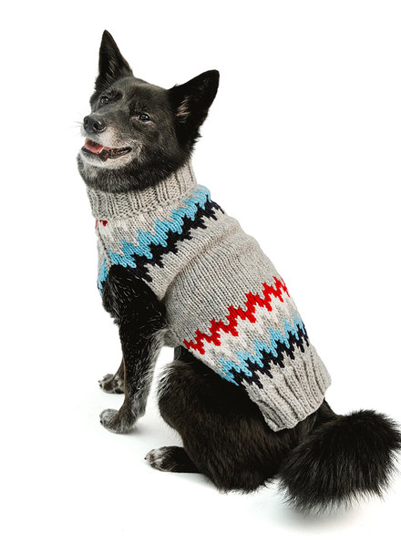 Grey Chevron Knit Dog Sweaters