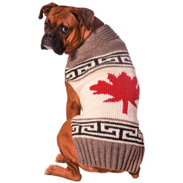 Grey Maple Leaf Hand Knit Dog Sweaters