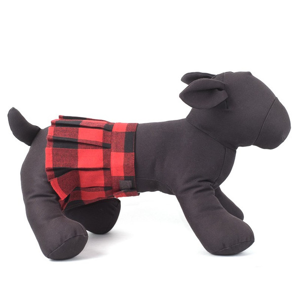 Red Buffalo Plaid Pleated Pet Dog Skirt