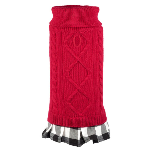 Red Turtleneck Dog Sweater Dress