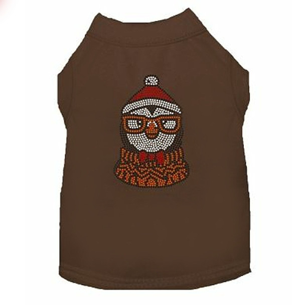 Hipster Penguin Rhinestone Dog Tank - Brown