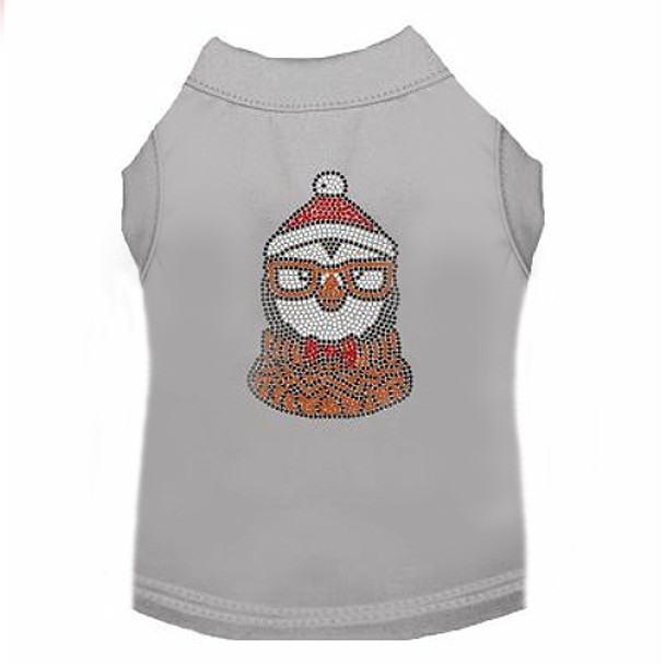 Hipster Penguin Rhinestone Dog Tank - Gray