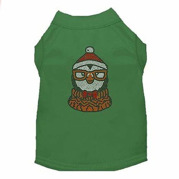 Hipster Penguin Rhinestone Dog Tank - Green