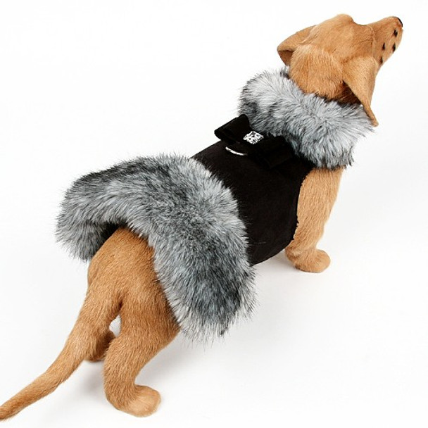 Black Tipped Silver Fox Dog Coat - Big Bow - Choose Color