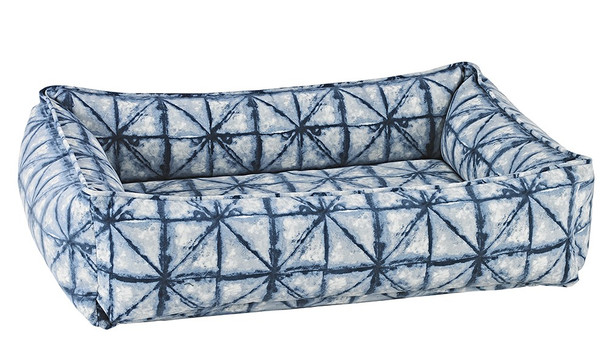 Shibori Blue Microvelvet Urban Lounger Pet Dog Bed