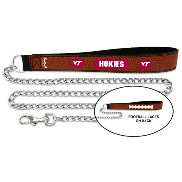 Virginia Tech Hokies Football Leather and Chain Leash