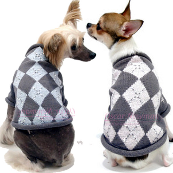 Prep Me Up Argyle Lurex Dog Sweater